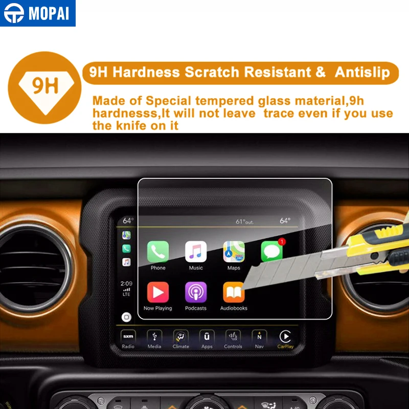 MOPAI Car Stickers for Jeep Wrangler JL 2018 GPS Navigation Screen Protector Decoration for Jeep JL