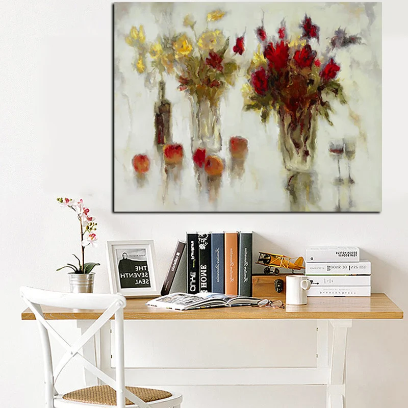 Big Size Abstract Flowers in Vase Oil Painting Print on Canvas Modern Minimalist Orchid Poster Art Wall Picture Cuadros Decor (8)