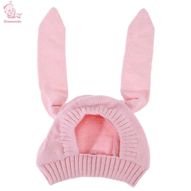 Infant Cute Long Rabbit Ears Baby Hat Knitted Autumn Elastic Unisex Pink Cap Lovely Beanie Photography Props Accessories