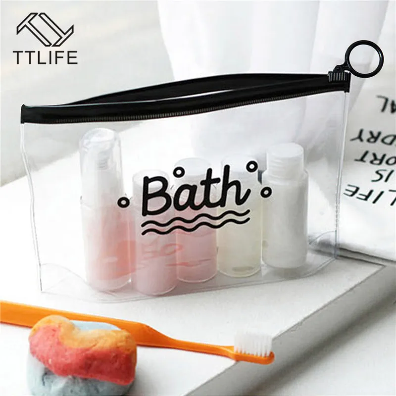 TTLIFE Travel Cosmetic Bags PVC Waterproof Transparent Women Portable Bag Toiletry Organizer Storage Makeup Bag Wash Pouch