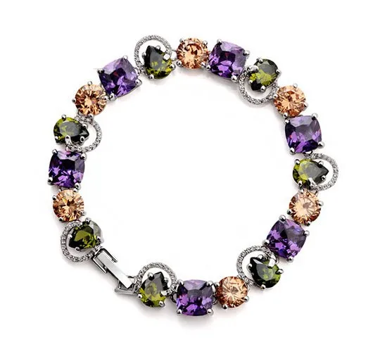 

Permanent Light The White Gold Color and Multicolor AAA Cubic Zirconia Charm Bracelets For Women Jewelry