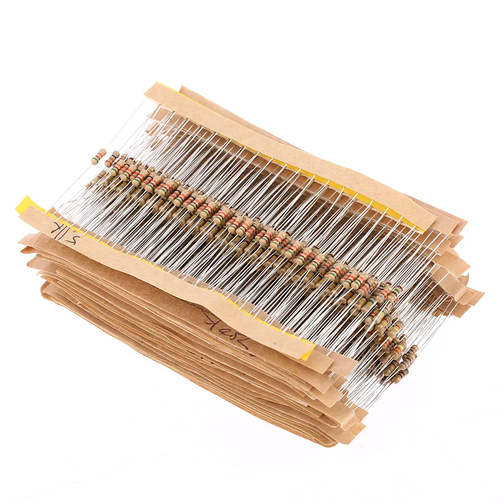 

860pcs 1 ohm-1M ohm 1/4W Carbon Film Resistors Assortment Kit Set 43 Values Total Electronic Components