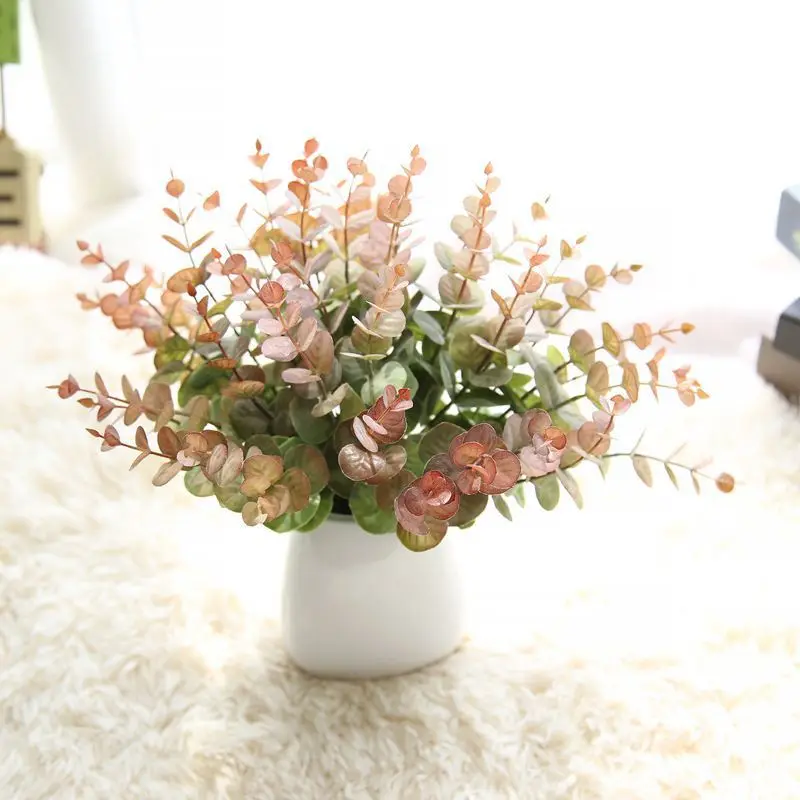 

Artificial Leaves Branches Simulation Plant Hance Eucalyptus mini Bouquet Plastic Home Decoration Green Single Fake SF36179