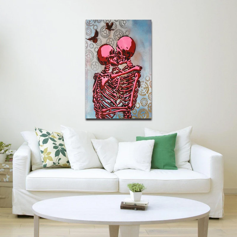 Wall Decor Canvas Painting Skull Sticker For Bedroom Living Room Wall Decorations (7)