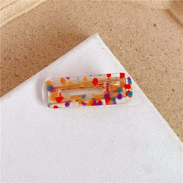 New Hot Women Colorful Acrylic Hollow Waterdrop Rectangle Hair Clips Girls Acetate Hairpins Barrettes Hair Styling Accessories - Цвет: 3