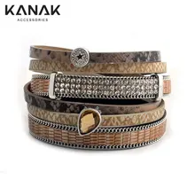 KANAK Boho Brazilian Bracelet Multilayer Women Bracelet Pu Leather Wrap Bracelet Snake Ethnic Magnetic Bangle Jewelry