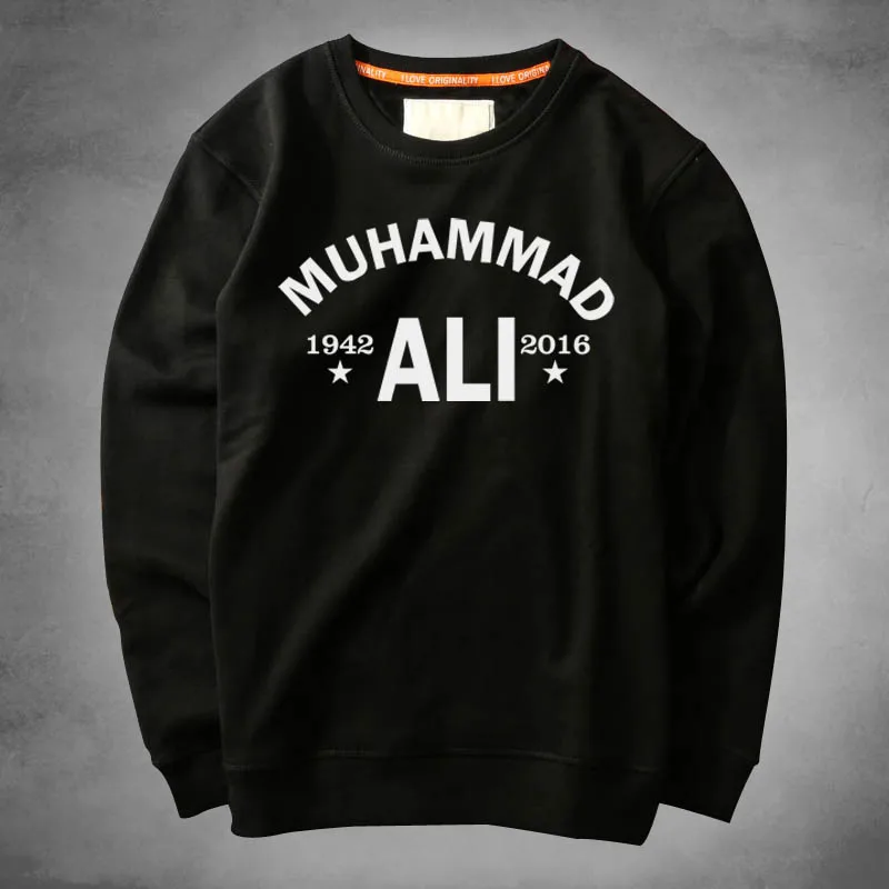 

2016 New Arrival Spring and Autumn Men's Sweatshirts hedging letters printed velvet coat Hoodies commemorate Muhammad Ali