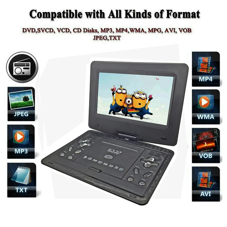 Новинка 13,8 дюймов портативный dvd-плеер MP3 MP4 VDIEO игра с высоким разрешением цветной TFT ЖК-экран дисплей AV Портативный телевизор