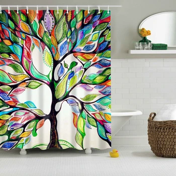 

Comfortable and Simple Colorful Family Tree Pattern Shower Curtains Two Size 180*180cm / 150*180cm Waterproof Bathroom 20