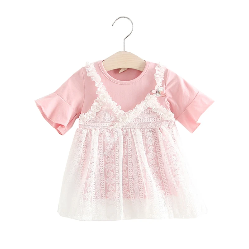 

1 2 3 4 Year Baby Children Princess Dress New Summer Flower Lace Girls Dress O-neck One-Piece Kids Party Clothes for Girls