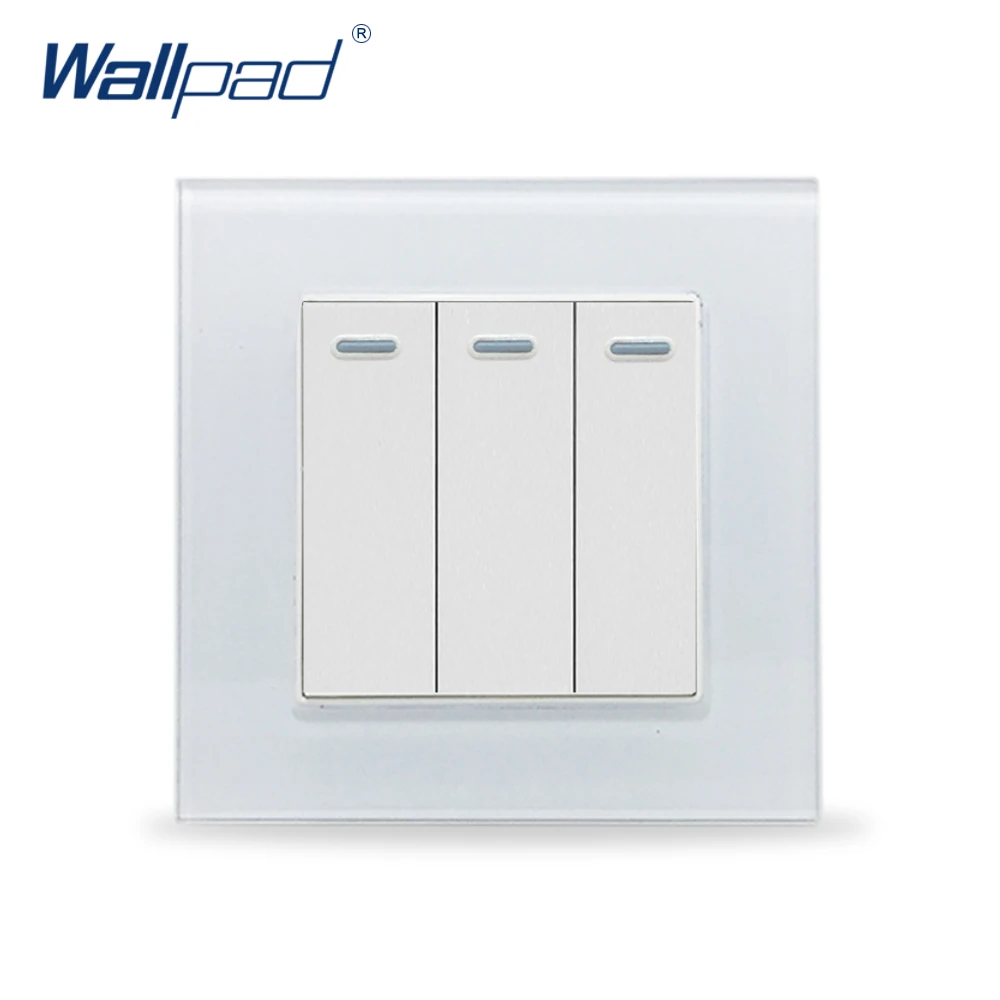 3 Gang 2 Way Fluorescent Light Wallpad Crystal Glass 110V 250V EU UK