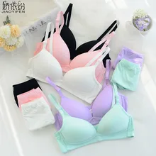 Новое летнее женское нижнее белье без косточек, комплект с бюстгальтером, тонкий маленький грудь, хлопковый бюстгальтер и трусики, сексуальное женское белье, пуш-ап наборы бюстгальтер+ трусы