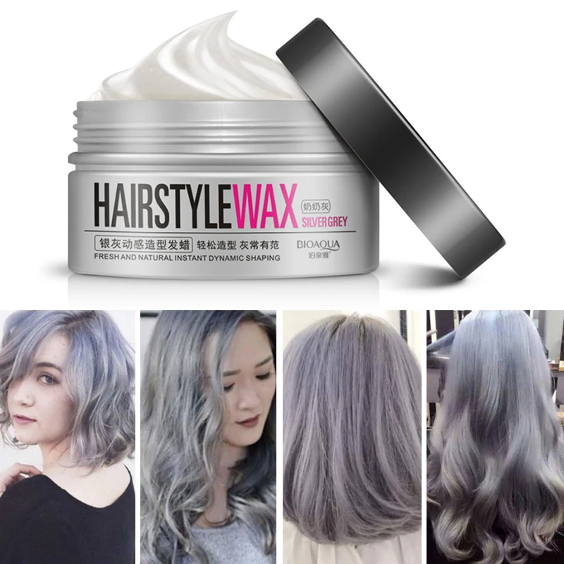BIOAQUA Unisex Temporary Modeling Gray Silver DIY Hair Color Wax Hair Mud Water Gel Hair Modelling Styling Products