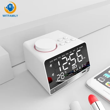 

Digital LED Alarm Clock Multi-function Smart Mirror speaker double Wireless Bluetooth Digital Alarm Clock FM Radio despertador