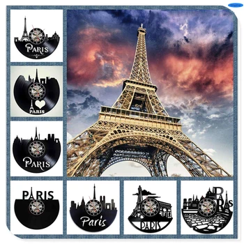 

Home Living 3D Exclusive Paris Wall Clock Vinyl Record DIY Room Wall Art Home Decorations
