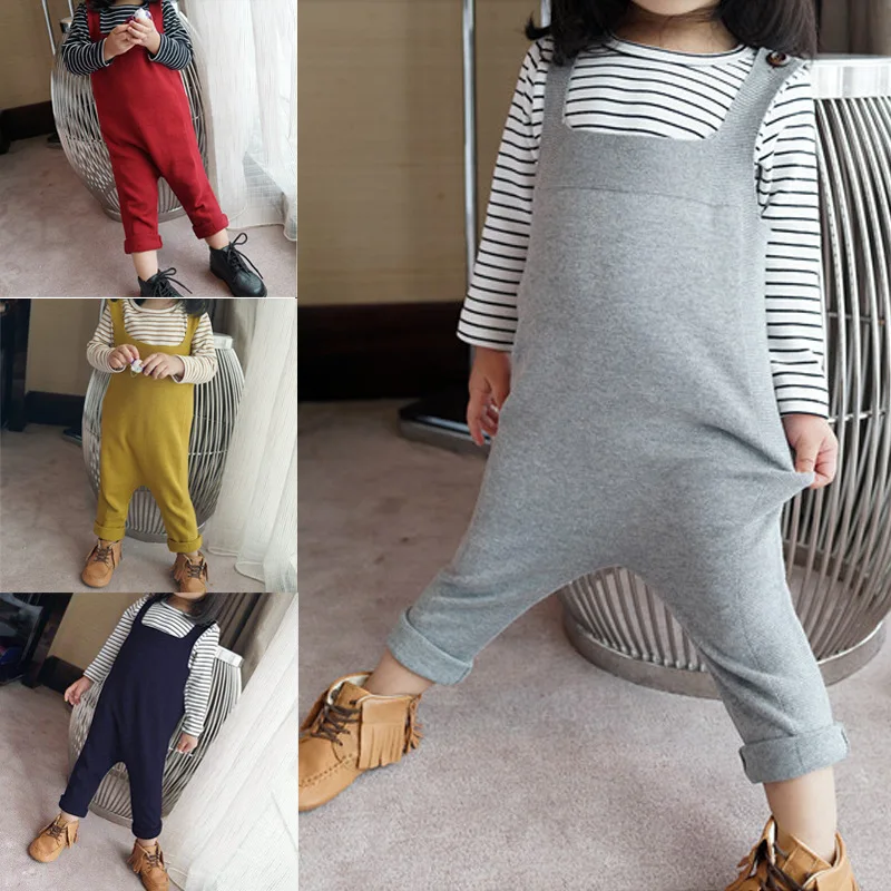 Spring and summer baby boys and girls knit overalls infant knitted
