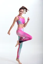 Women s Yoga sets Compression Sports Pants Elastic Wicking Force Exercise Tights Female Running Trousers Gym
