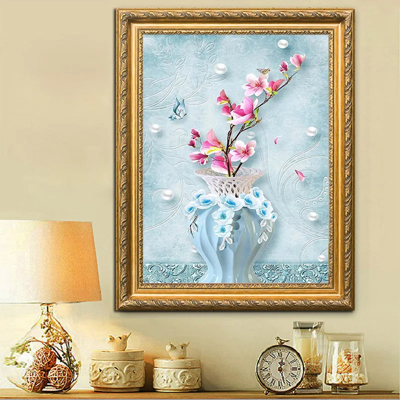 

5D Diy Diamond Embroidery Mosaic Pattern Elegant Flower Vase Home Decor Craft Diamond Painting Cross Stitch Kits Full Drill