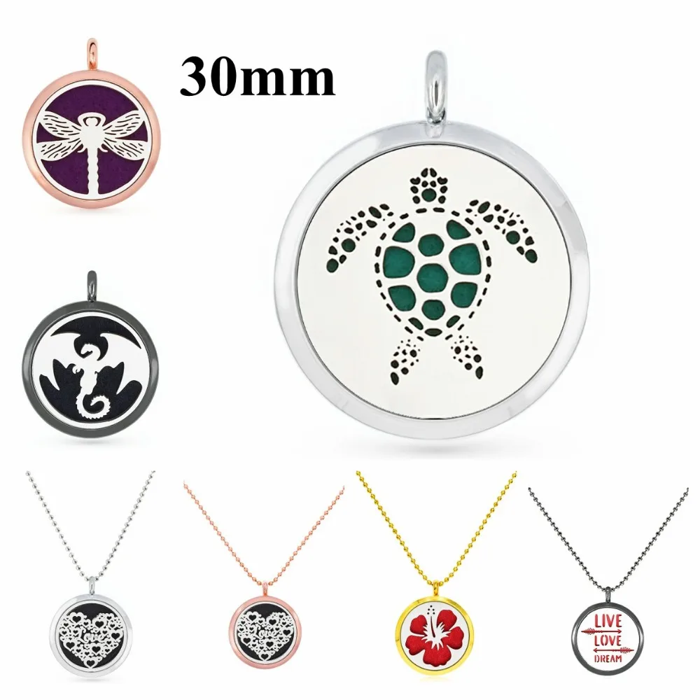 

New Tortoise Turtle 30mm Silver/Rose Gold/Gold/Black Color Dragon Essential Oil Diffuser Locket pendant necklace