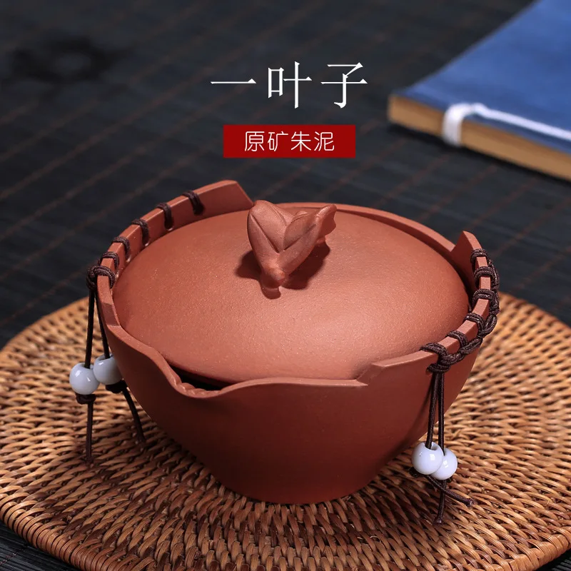 

Yixing purple sand ore mud zhu points set of tea ware crack cup gift fair mug travel cup a small cup of leaves