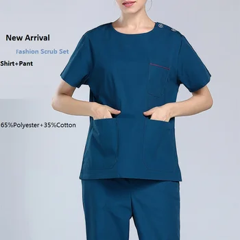 

2017 Hospital & Dental Clinic Woman Doctor Short Sleeve Surgical Uniform Isolation Gown Scrub Set,Nurse Medical Suit Set,LX13