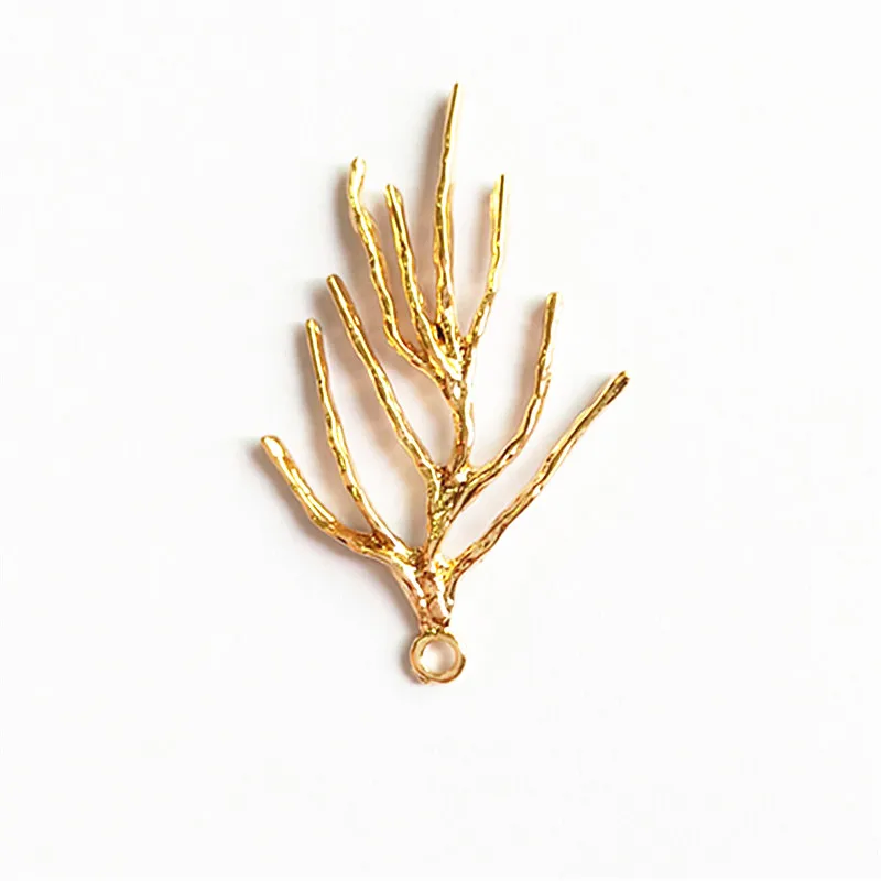 

SEA MEW 10 PCS 23mm*41mm Fashion Metal Alloy KC Gold Branch Connectors Charm DIY Jewelry Accessories