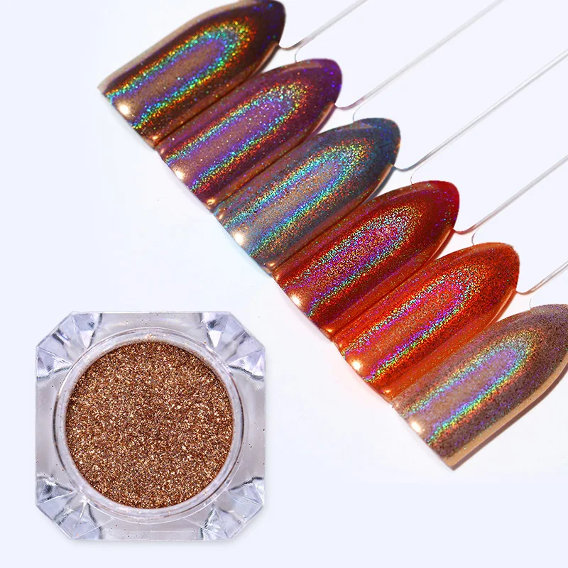 

Nail Powder Champagne Holographic Nail Glitter Mirror Powder Rose Gold Nail Art Chrome Pigment Dust Decoration Tips