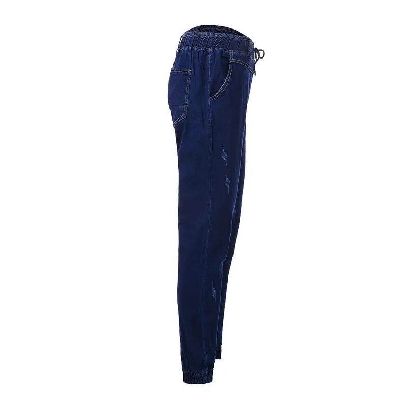 SHUJIN мужские джинсы-шаровары с эффектом потертости, блестящие джинсовые черные брюки, спортивная одежда в стиле хип-хоп, штаны для бега с эластичной талией размера плюс 3XL