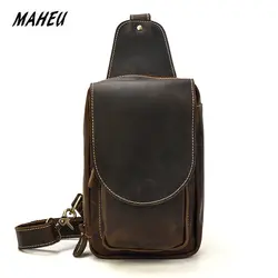 MAHEU Повседневная нагрудная сумка кожаный мужской рюкзак на одно плечо натуральная кожаная сумка на ремне мужская сумка для телефона сумка