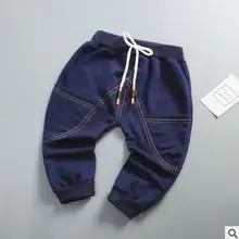 Штаны для малышей на весну-осень, однотонные джинсовые брюки для мальчиков и девочек, детские штаны с поясом на 0-24 месяца