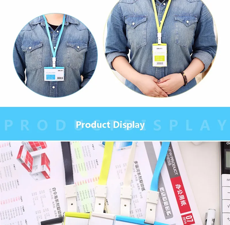 2PCSSet Plastic ID Badge Holder Accessories Horizontal Credit Card Bus Cards Work card Tag lanyard Papelaria Office Supplies 7