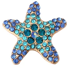 5 шт./лот 18 мм кнопки украшений горный хрусталь Морская звезда Большой Золотой Металл оснастки кнопки Браслет Fit DIY оснастки ювелирные изделия