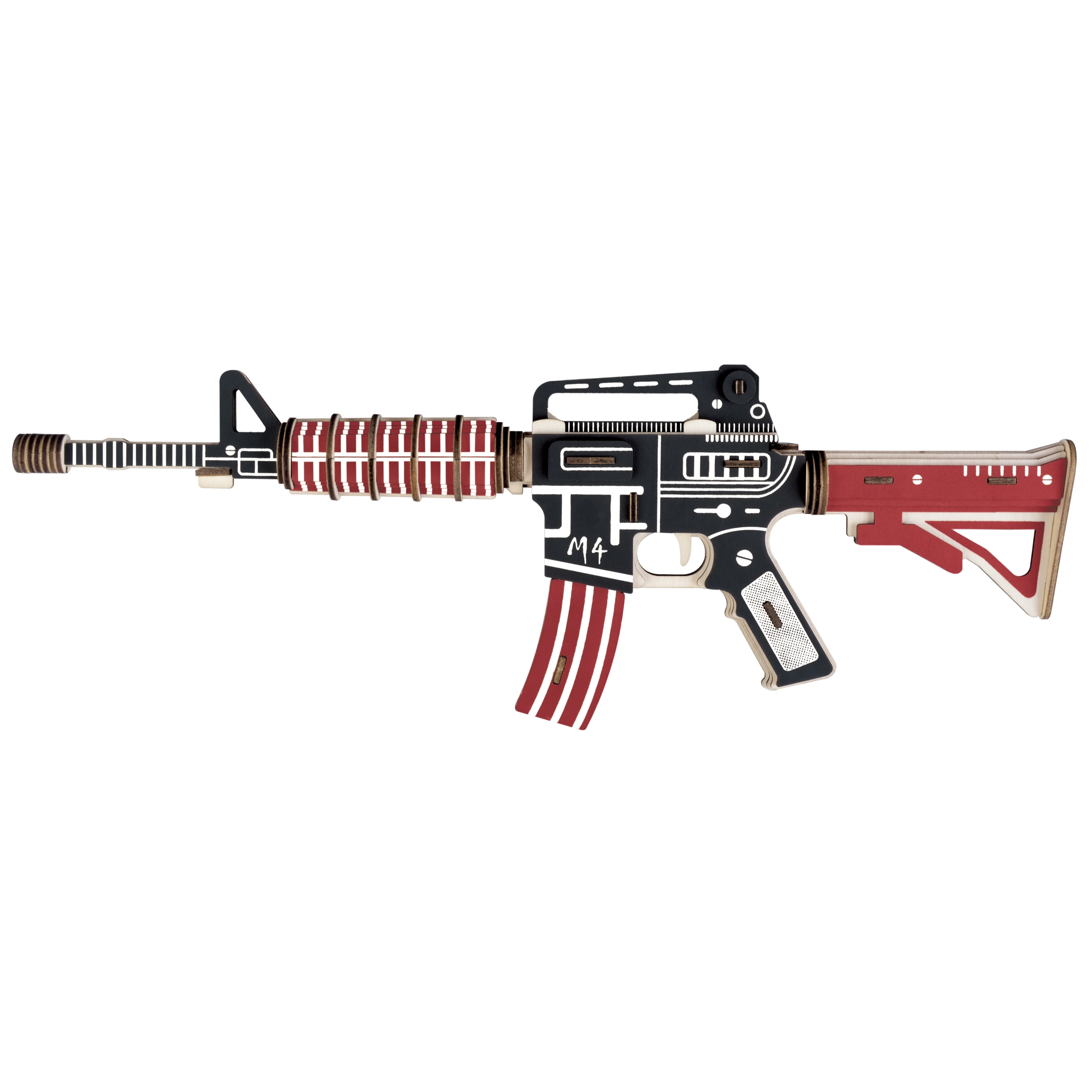 

3D Wooden Puzzle Jigsaw Toys Minitary Weapon M4 Gun Model DIY Manual Assembly Educational Learning Wooden Toys for Children