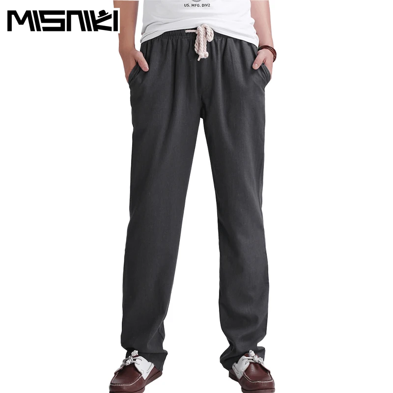 

MISNIKI 2017 Hot Fashion Solid Linen Leisure Pants Men Casual Slim Trousers Men Spring/Autumn/Summer Pants