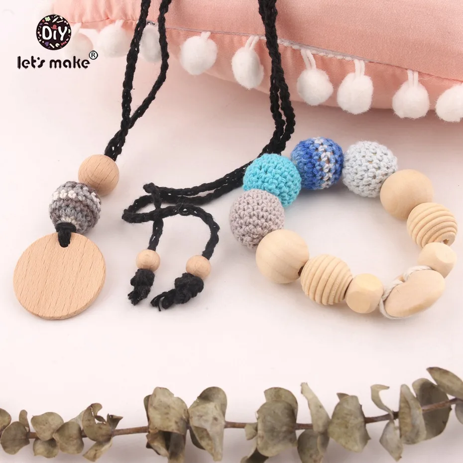 Let-s-make-Teething-Necklace-Bracelets-Set-2pc-1set-Handmade-Baby-Jewelry-Can-Chew-Corchet-Beads (4)