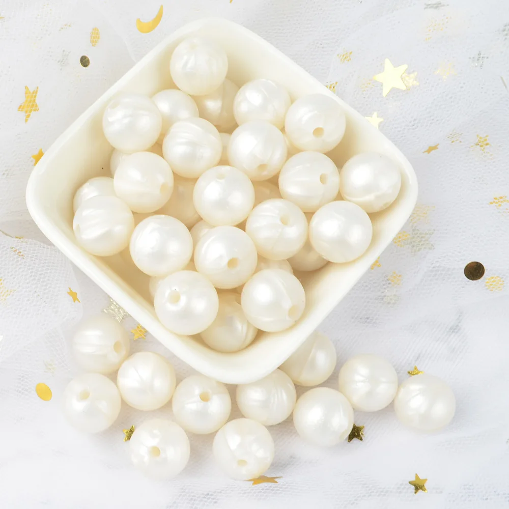 pearl white LOFCA 30 шт. Силиконовые 12 мм бисер ребенок прорезывание зубов игрушка BPA бесплатно пищевого качества Детские Прорезыватели круглые свободные бусины DIY Уход ювелирные изделия ожерелье - Цвет: pearl white