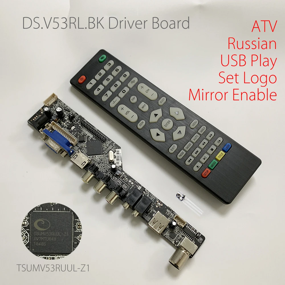 

gift DS.V53RL.BK Universal LCD LED TV Controller Driver Board Kit TV/PC/VGA/HDMI/USB Interface Matrix Support Russianv Black V53