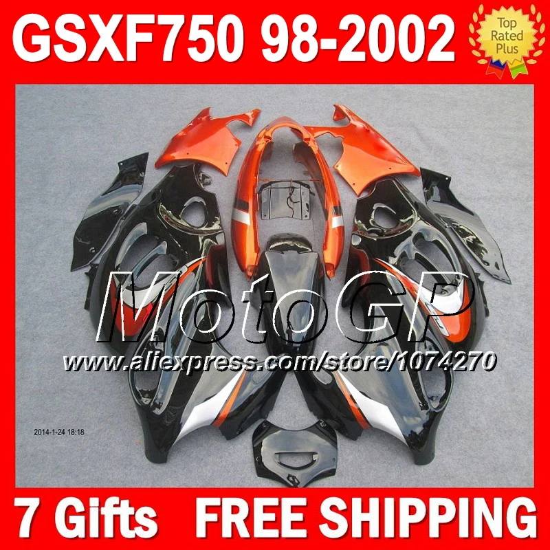 For SUZUKI KATANA GSXF750 Gloss orange 1998 1999 2000 2001 2002 27P172 GSX750F GSXF 750 98 99 00 01 02 Fairing Black Orange | Автомобили и
