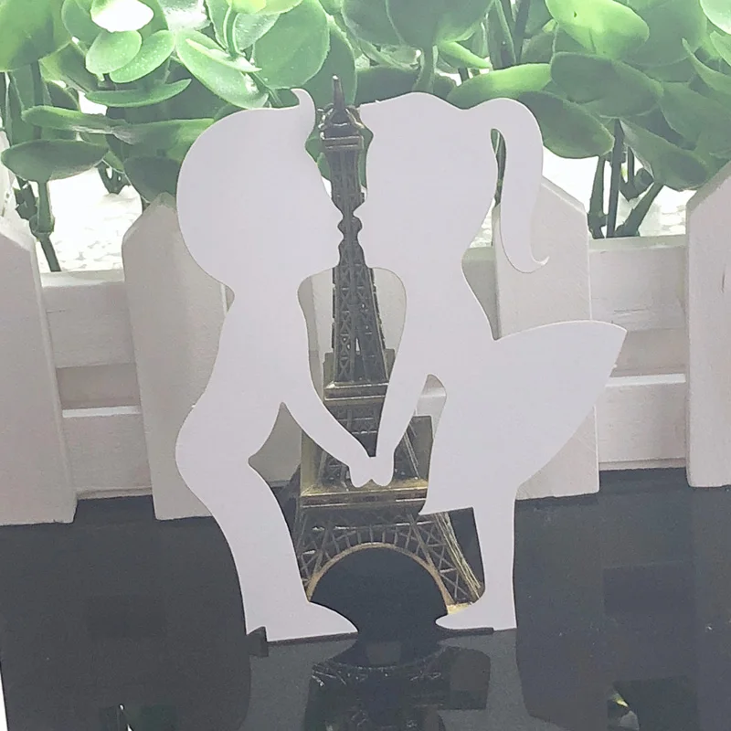 

10Colors 50pcs Boy & Girl Laser Cut Table Escort Cup Card Wine Glass Paper Card Wedding Decoration Favor Event Party Supplies
