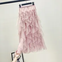 Юбка новая зимняя показать тонкие с эластичной талией модный Джокер Чистая Пряжа Сращивание Нерегулярные Длинный Высокий талии юбки в 812