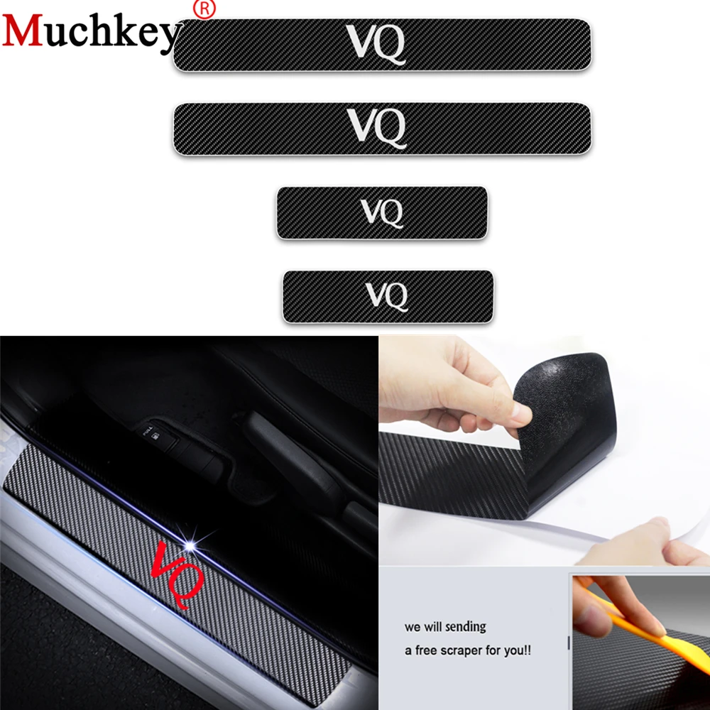 

Car Door Sill Scuff Plate Stickers For Kia VQ Door Threshold Plate 4D Carbon Fiber Vinyl Stickers Car Accessories Styling 4PCS