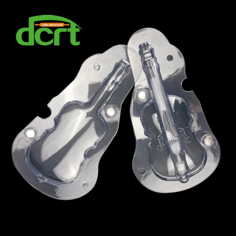 new design chocolate moulds 3d DIY Guitar polycarbonate chocolate mould Valentine special gift baking tools
