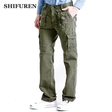 SHIFUREN мешковатые брюки-карго мужские военные брюки хлопок свободного покроя с карманами подходят мужские повседневные длинные брюки плюс размер 29-40
