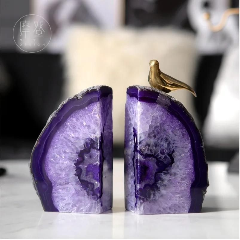 رائعة الكوارتز و الجمشت الجيود النحت على حامل/زخرفة الكوارتز الكريستال كتاب ينتهي/رجل صنع الاصطناعي الأحجار الكريمة 2.5 كيلوجرام