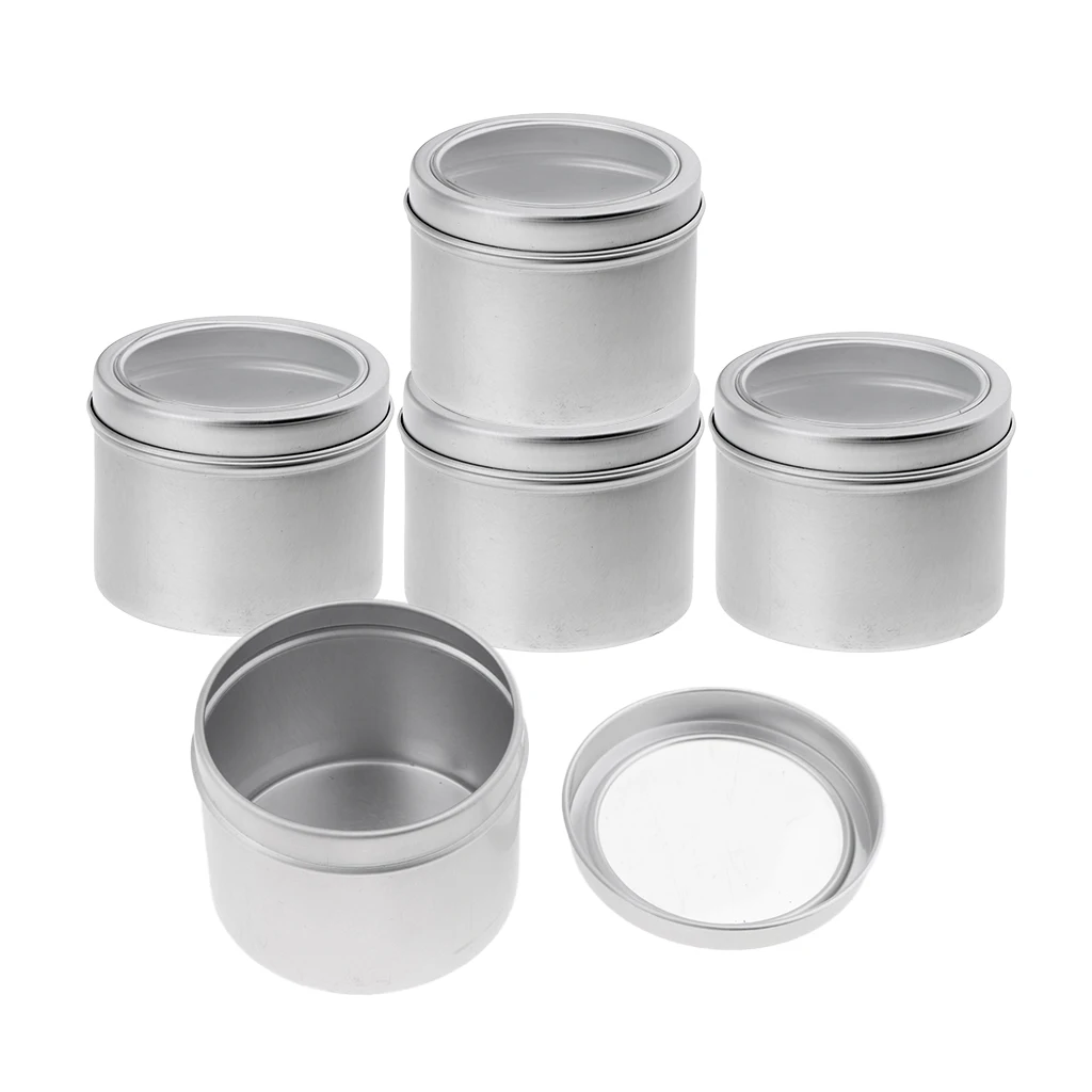 5 Pieces 100ml Empty Aluminium Cosmetic Pot Jar Tin Container with Screw Lid