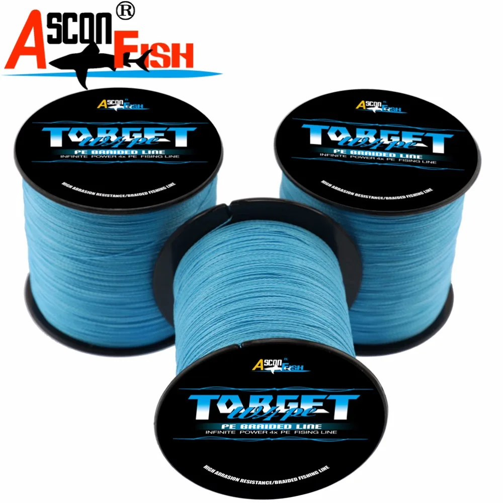 Ascon الأسماك 4 فروع مضفر خيط صنارة الصيد 1000 متر Multifilament خط الحبل الصيد الكارب 4 جديلة الموضوع معالجة وملحقاتها