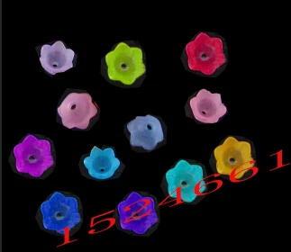 

10x7mm(Fit 10mm) hot- 300PCs Mixed Flower Frosted Acrylic Spacer Beads Caps spacers cabochon fashion jewelry