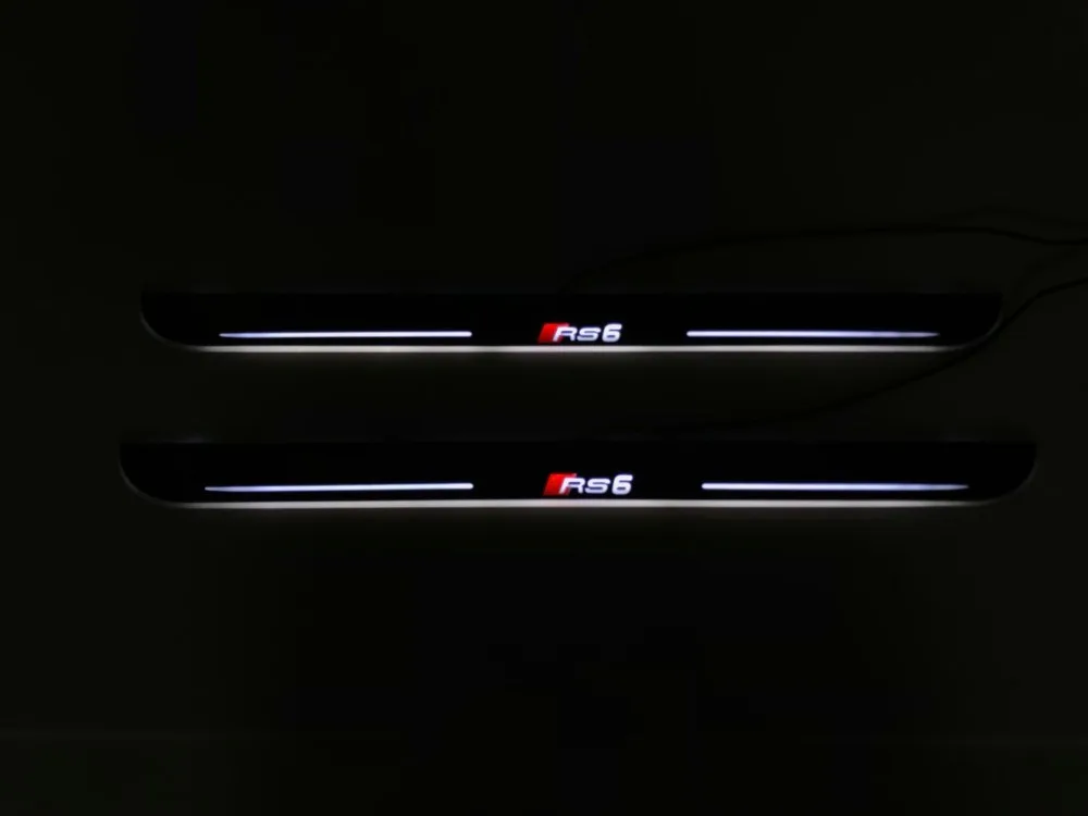 

eOsuns LED moving door scuff Nerf Bars & Running Boards door sill plate rapids overlays linings for audi RS6, moving light