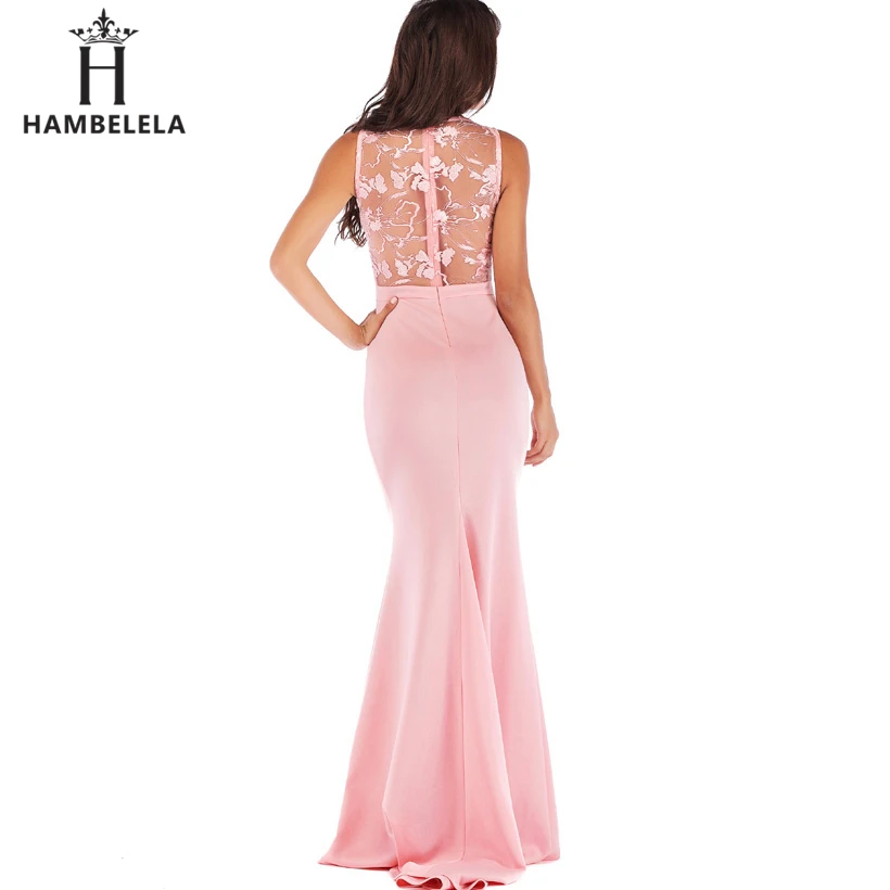 HAMBELELA Long Maxi Backless 2019 Women Dress Summer Evening Party Dresses Sexy O-Neck Elegant Floral Lace Dress Vestidos Longo (3)