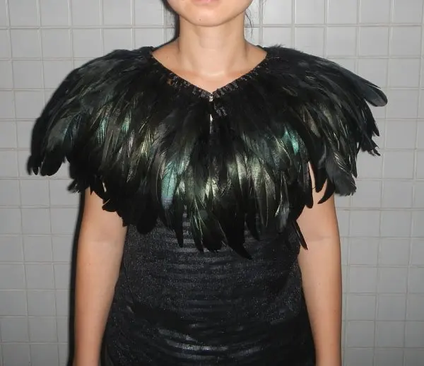 

double-layer Ladies' black feather cape #780